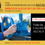 Cartel FB - Corte agua 26 de julio en Alcalá