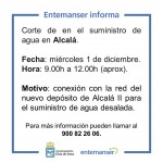 Aviso Corte de Agua Alcalá miércoles 1