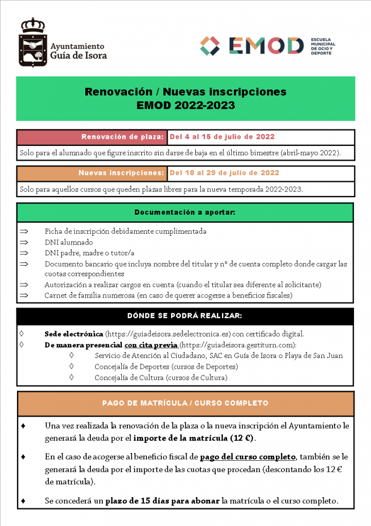 FOLLETO RENOVACIÓN - NUEVAS PLAZAS EMOD DXT y CUL 2022-2023