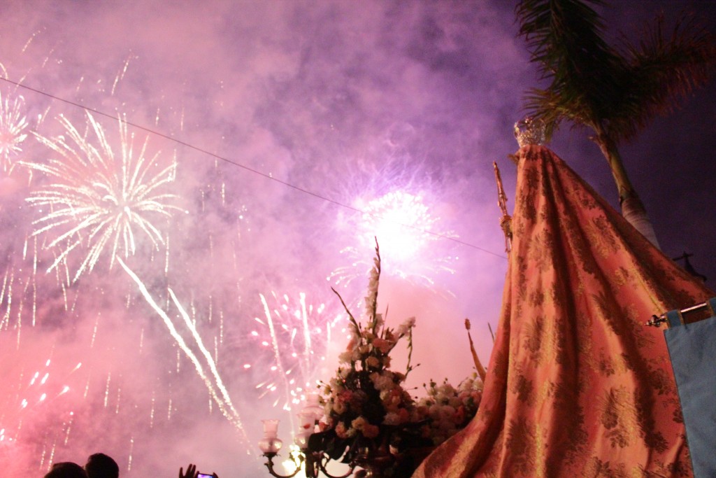 La Virgen de Candelaria durante los fuegos de Alcalá